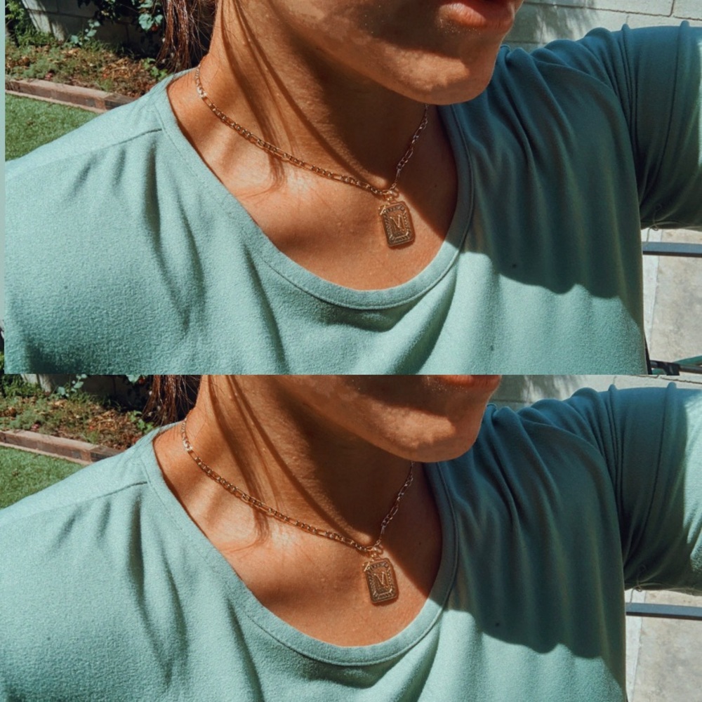 'M' gold trendy necklace